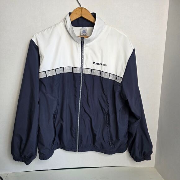 Reebok, Vintage Blue and White Wind Break with Grey Logo Border, Men's XL - Picture 1 of 8